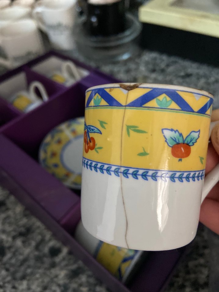 Altı Parça Sarı Desenli Kahve Fincanı Seti - Görsel 5