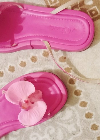 Pembe Bohem Çiçekli Kadın Sandalet