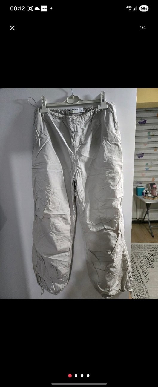 Kadın Gri Keten Salaş Pantolon - Görsel 2