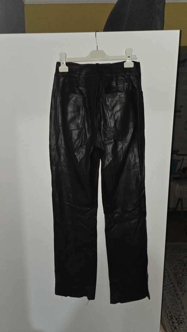 Deri Siyah Kadın Pantolon - Görsel 2