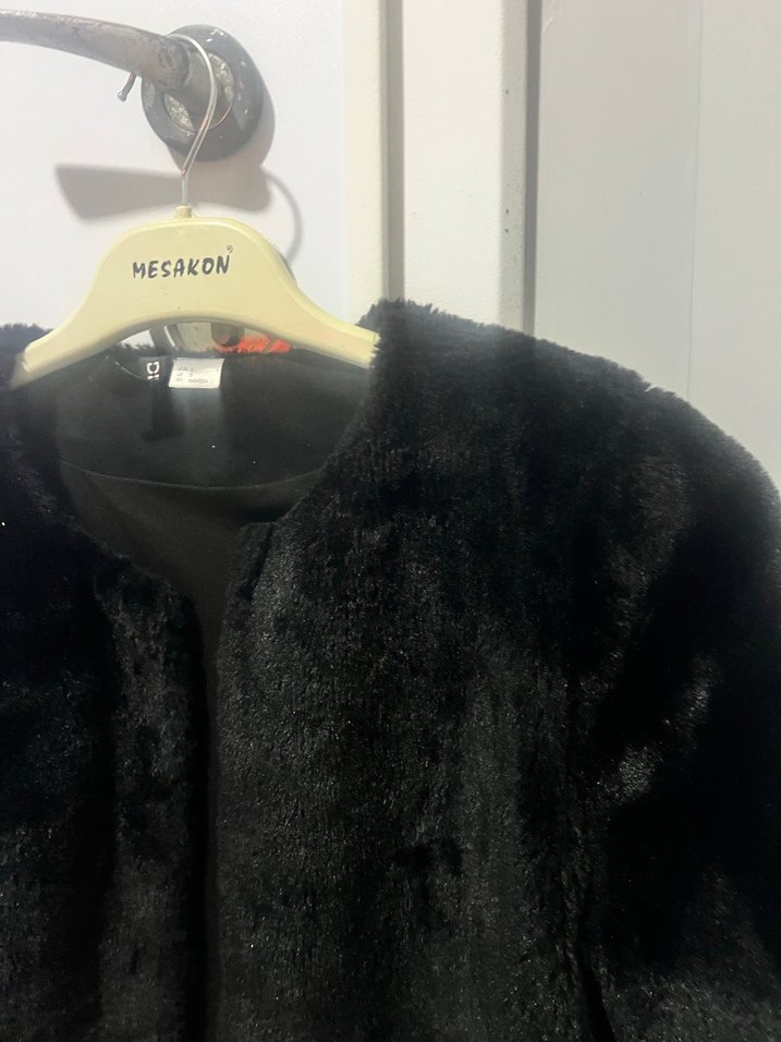 Kadın Siyah Midi Boy kürk - Görsel 2