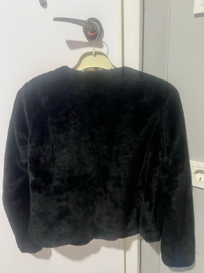 Kadın Siyah Midi Boy kürk - Görsel 3