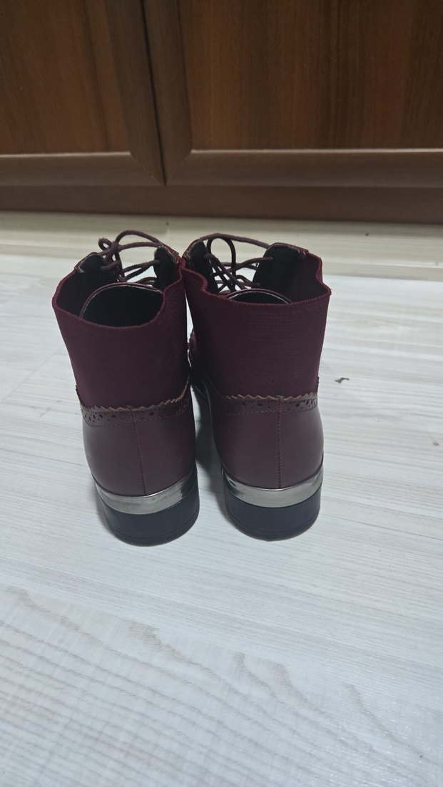 Bordo Kadın Deri Dolgu Topuklu Bot - Görsel 3