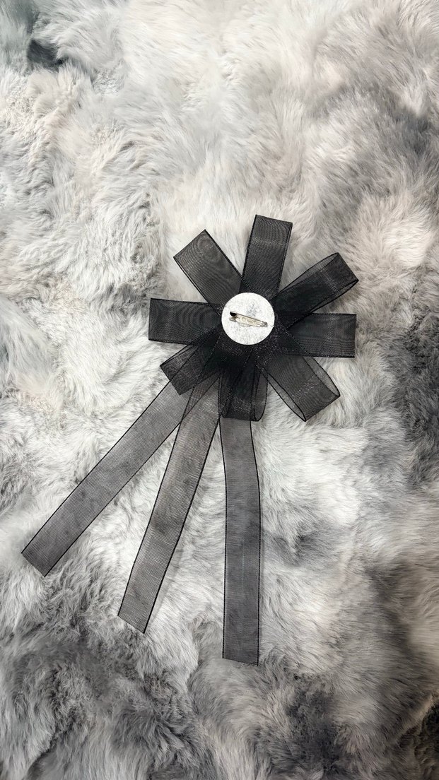 Gri Gotik Fiyonk İnci Detaylı bohça aksesuarı - Görsel 2