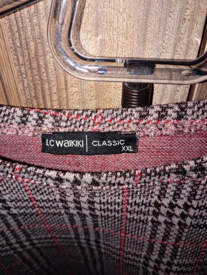 Gri Ekose Desenli Uzun Kollu Bluz - Görsel 2