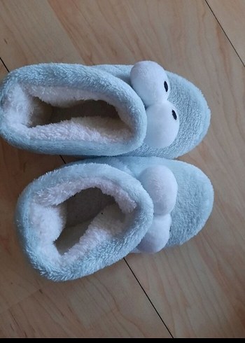 Çocuk Mavi Peluş Ev Terliği - Görsel 2