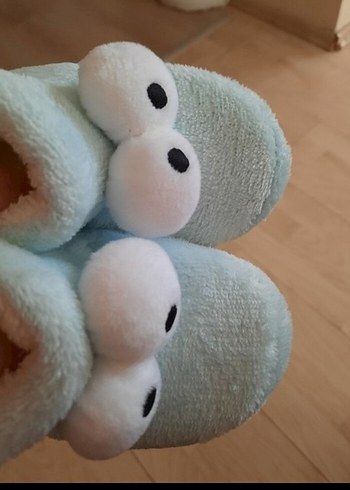 Çocuk Mavi Peluş Ev Terliği - Görsel 6