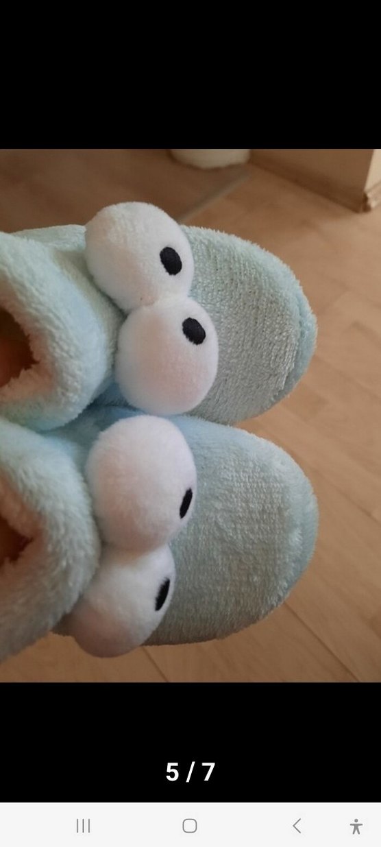 Çocuk Mavi Peluş Ev Terliği - Görsel 4