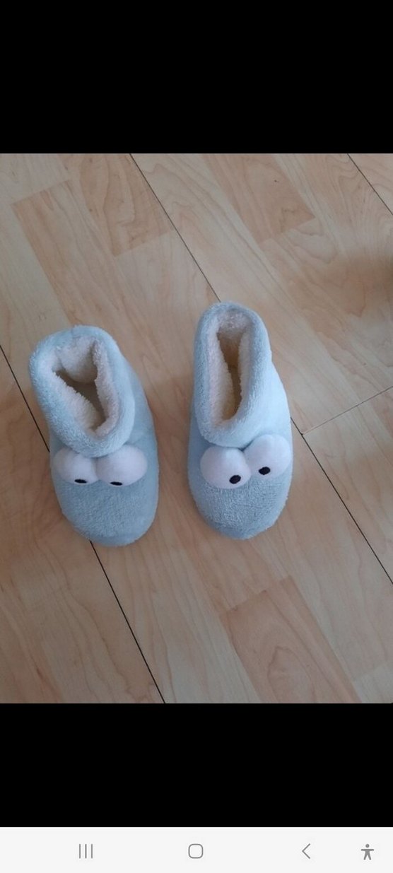 Çocuk Mavi Peluş Ev Terliği - Görsel 3