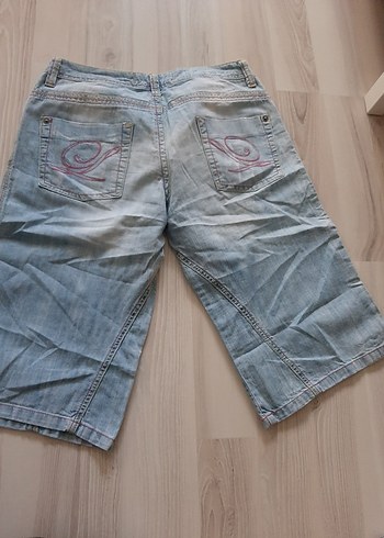 l Beden Gri Bol Kesim Midi Kot Pantolon