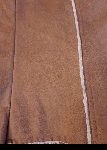 Düğmeli Bej Süet Kadın Ceket - Görsel 4