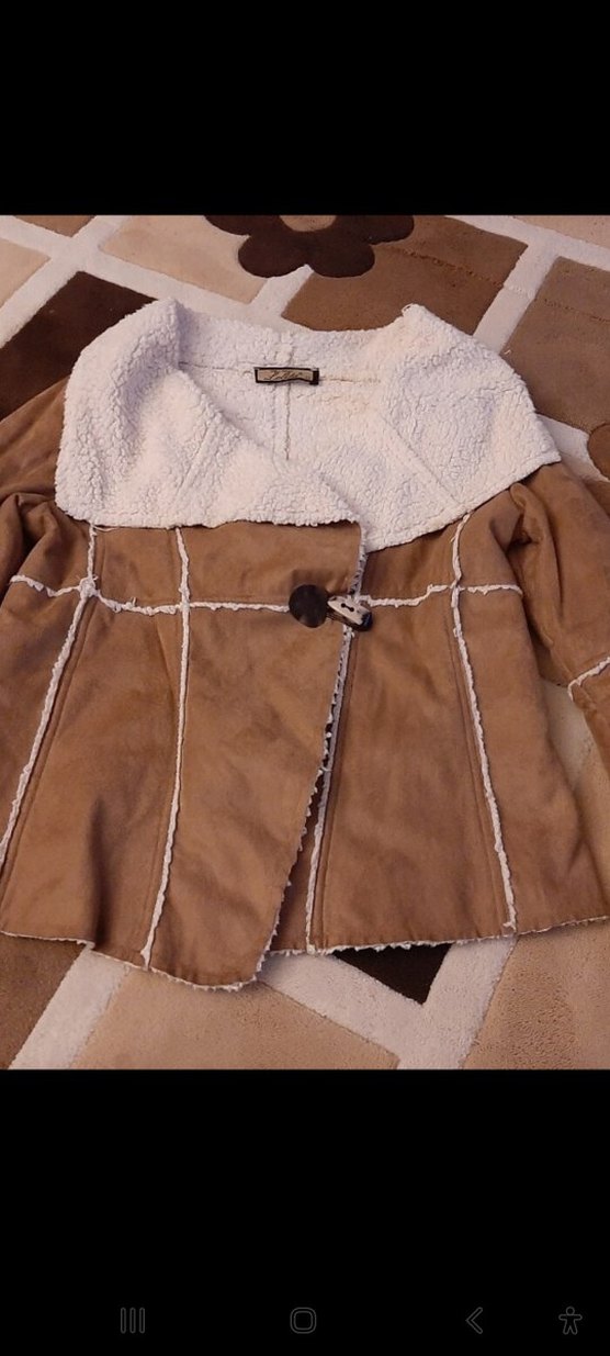 Düğmeli Bej Süet Kadın Ceket - Görsel 2