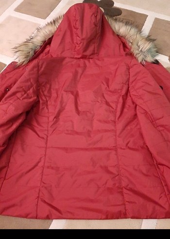 Düğmeli Kırmızı Kadın Kışlık Mont - Görsel 8