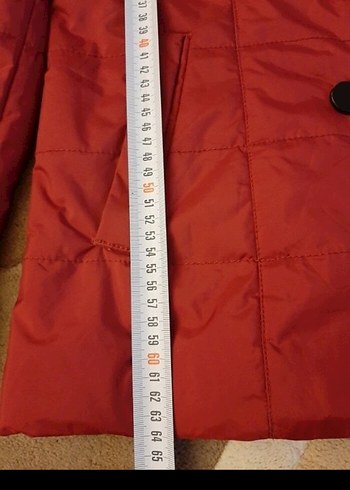 Düğmeli Kırmızı Kadın Kışlık Mont - Görsel 9