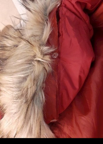 Düğmeli Kırmızı Kadın Kışlık Mont - Görsel 6