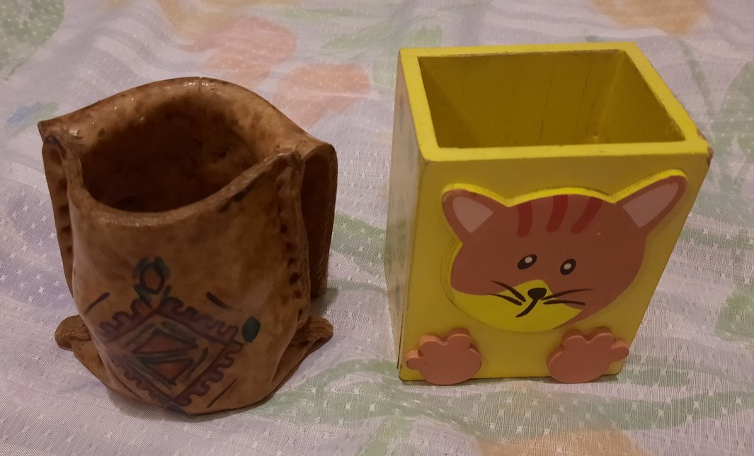 Renkli Kedi Temalı Kalemlik ve Kahverengi kalemlik - Görsel 2