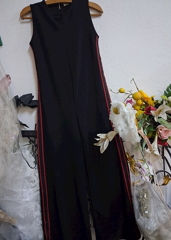 Siyah Drapeli Uzun Kadın Tulum - Görsel 13