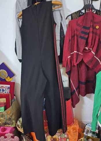 Siyah Drapeli Uzun Kadın Tulum - Görsel 10