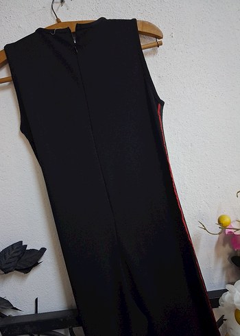 Siyah Drapeli Uzun Kadın Tulum - Görsel 11