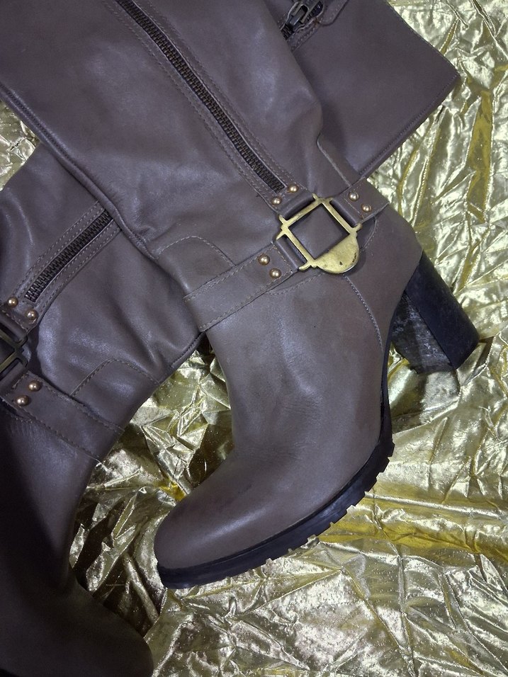 Kahverengi Deri Tokalı Dizüstü Bot - Görsel 2