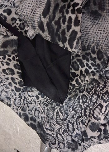 Kadın Gri Yılan Desenli Uzun Etek - Görsel 5