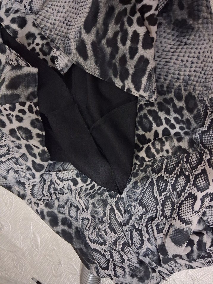 Kadın Gri Yılan Desenli Uzun Etek - Görsel 5