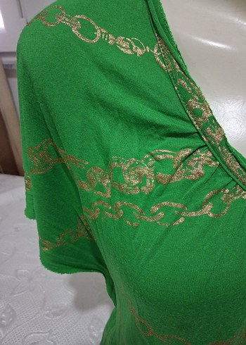 Zincir desenler Detaylı Yeşil Kadın Bluz - Görsel 4