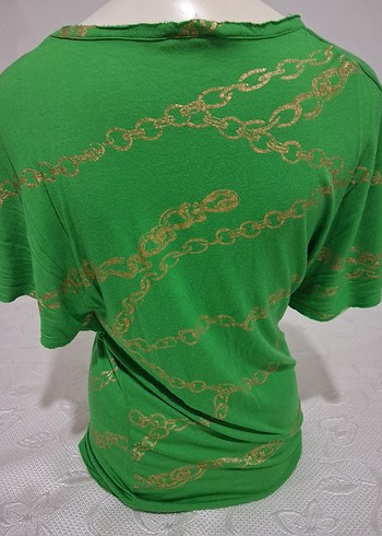 Zincir desenler Detaylı Yeşil Kadın Bluz - Görsel 6