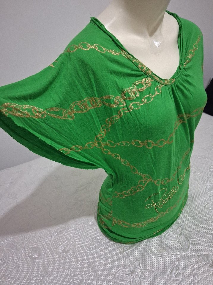 Zincir  desenler Detaylı Yeşil Kadın Bluz - Görsel 3