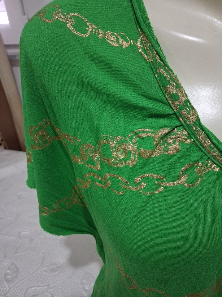 Zincir  desenler Detaylı Yeşil Kadın Bluz - Görsel 4