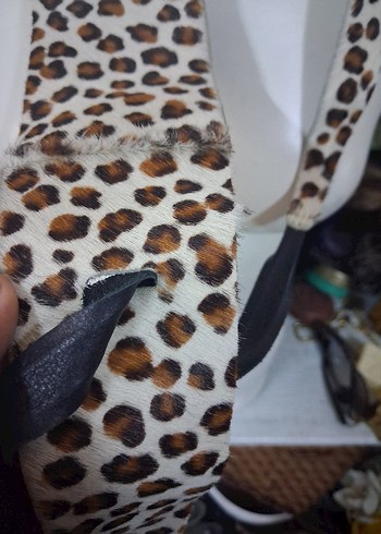 leopar. Kürklü Kadın gerçek deri özel tasarım Kemer - Görsel 5