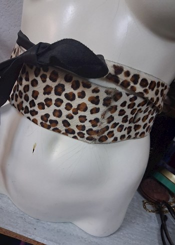 leopar. Kürklü Kadın gerçek deri özel tasarım Kemer - Görsel 4