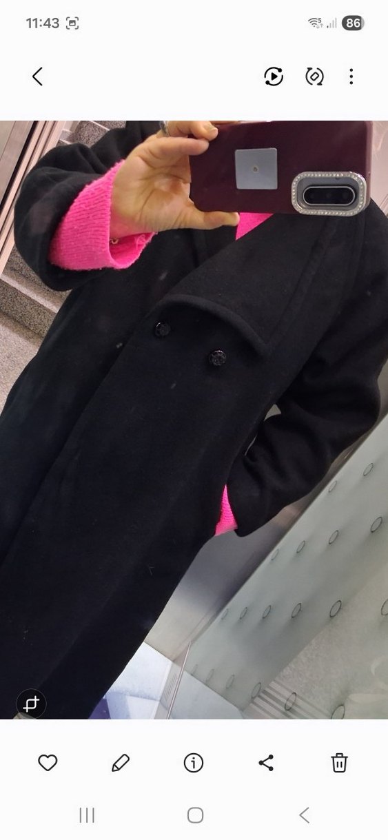 siyah üçgen kalıp yün palto kaban - Görsel 3