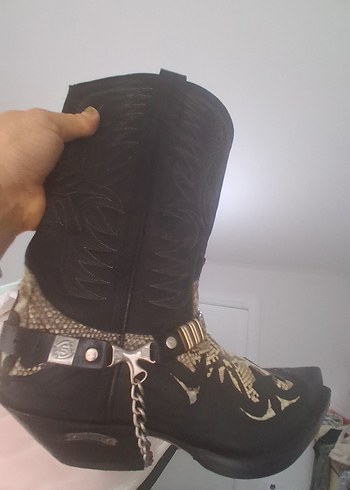 Yılan Derisi Desenli Erkek Deri Çizme - Görsel 5