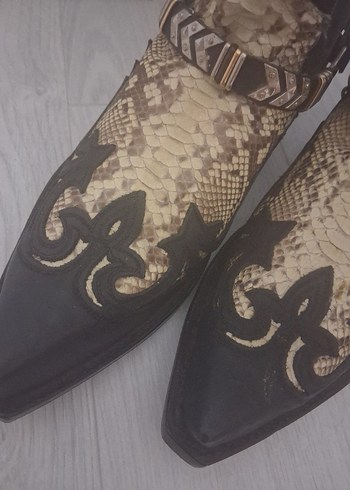 Yılan Derisi Desenli Erkek Deri Çizme - Görsel 6