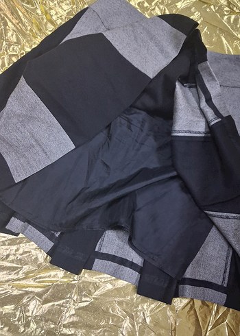 Gri ve Mavi Pilili Midi Etek - Görsel 8