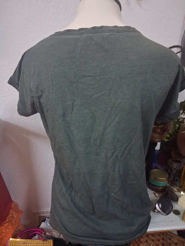 yesıl Pamuklu Kadın Tişörtü - Görsel 4