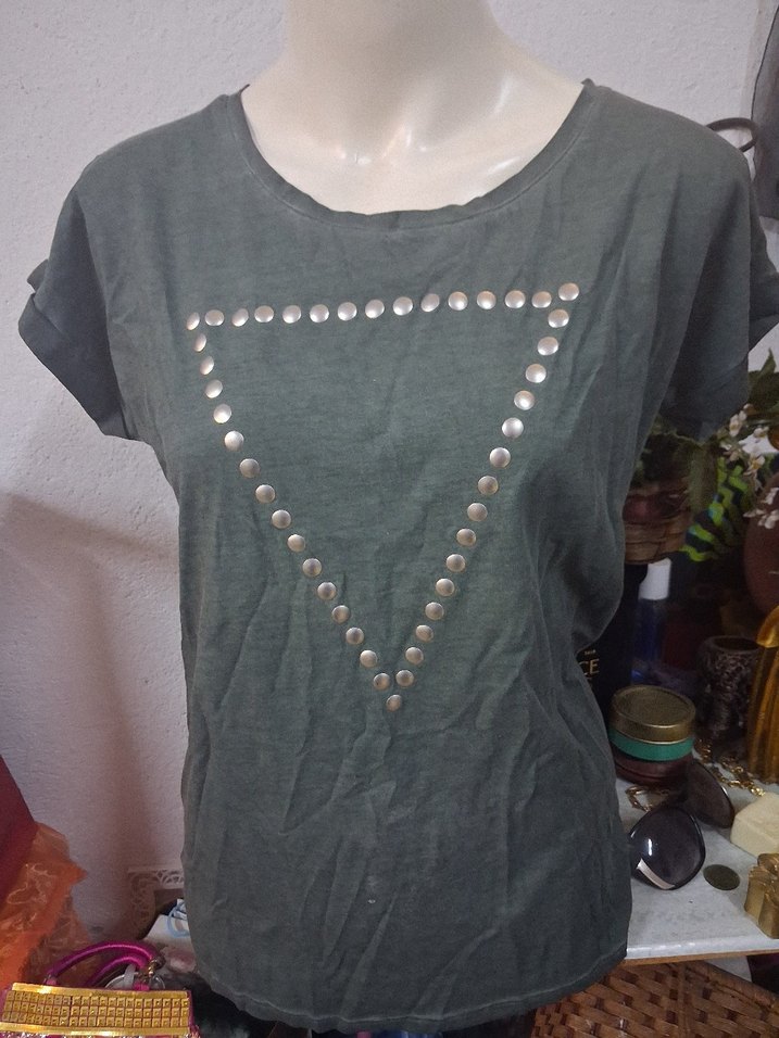 yesıl Pamuklu Kadın Tişörtü - Görsel 3