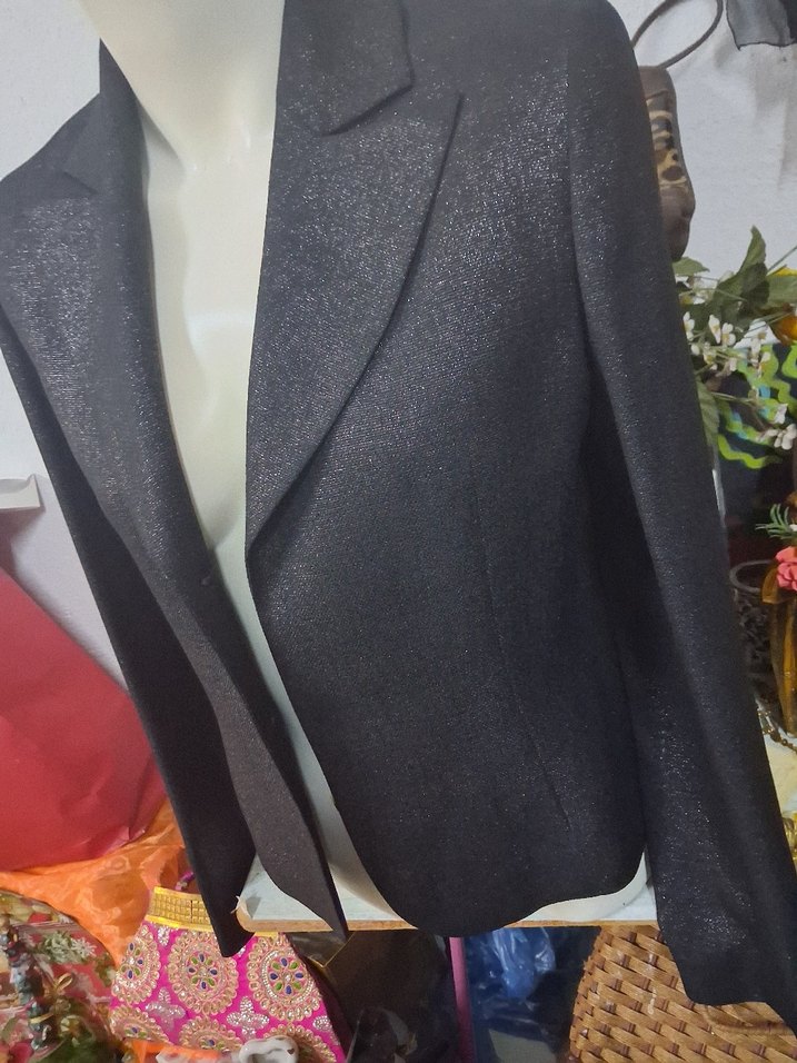 Siyah Parlak Kadın Ofis Blazeri ceket. - Görsel 5