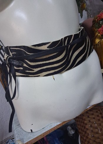 Kürk Detaylı Kahverengi Deri Kadın Kemer. - Görsel 5