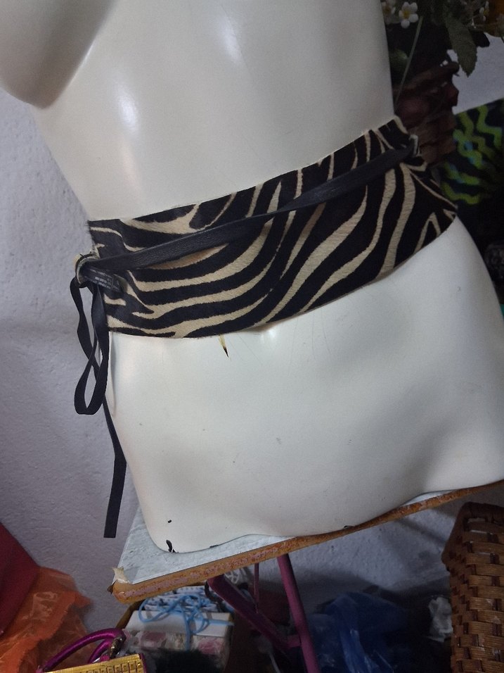 Kürk Detaylı Kahverengi Deri Kadın Kemer. - Görsel 2