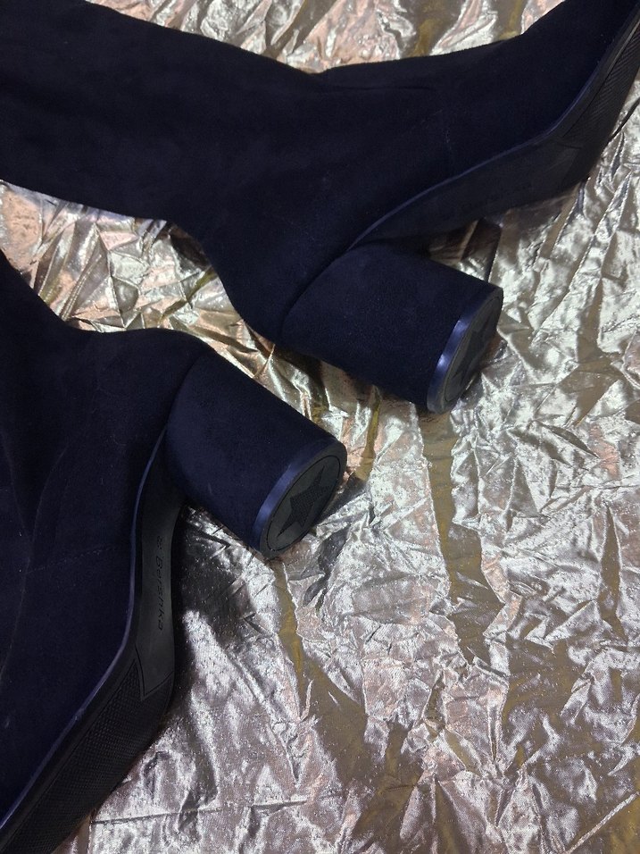 Siyah Süet Tokalı Kadın Bot çorap tarzında Zarif . - Görsel 5