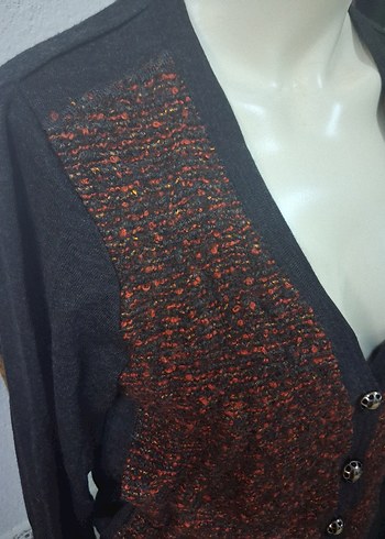 Düğmeli Siyah V Yaka Kadın Hırka mısırlı marka. - Görsel 3