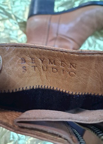 Kahverengi Tokalı Deri Dizüstü Bot Beymen stüdyo marka - Görsel 7
