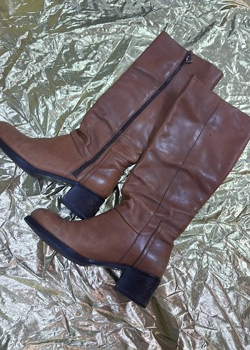 Kahverengi Tokalı Deri Dizüstü Bot Beymen stüdyo marka - Görsel 9