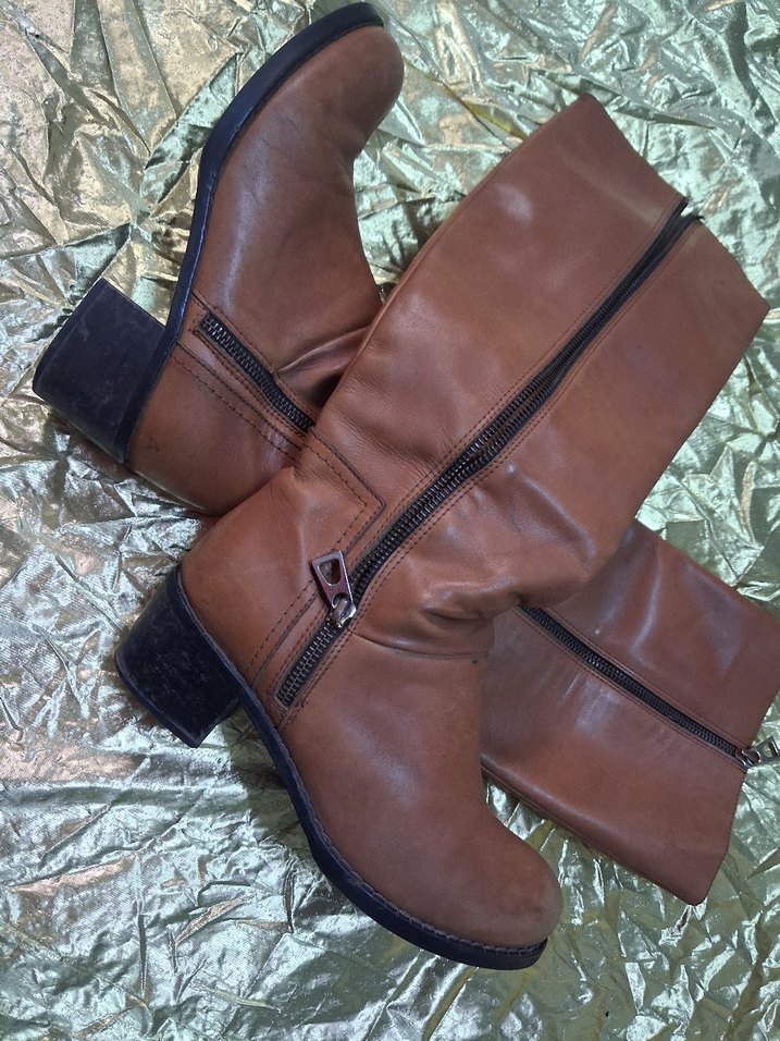 Kahverengi Tokalı Deri Dizüstü Bot Beymen stüdyo marka - Görsel 5