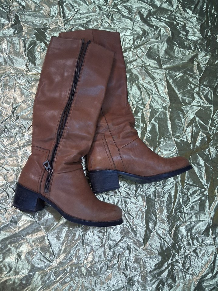 Kahverengi Tokalı Deri Dizüstü Bot Beymen stüdyo marka - Görsel 4