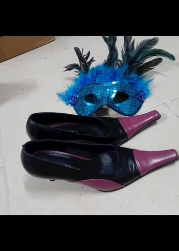 Mor  Stiletto uzun burun ayakkabı. - Görsel 4