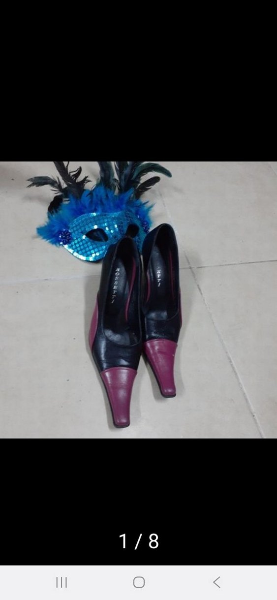 Mor  Stiletto uzun burun ayakkabı. - Görsel 3