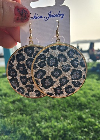 Payetli Leopar Desenli Midi Küpe - Görsel 3